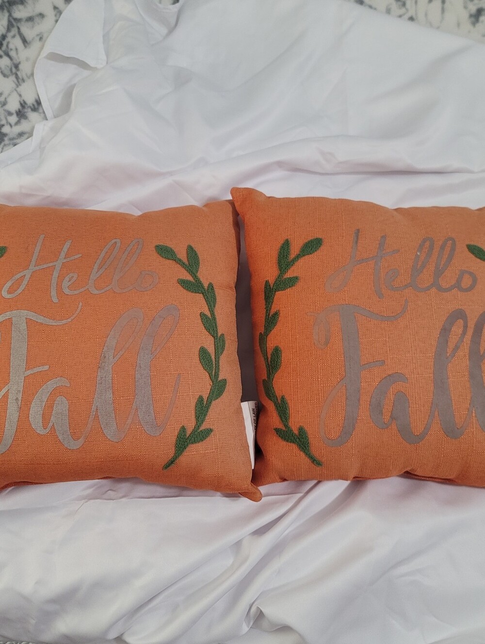 Hello Fall Orange Small 12 X 12 Decorative Accent Pillows
